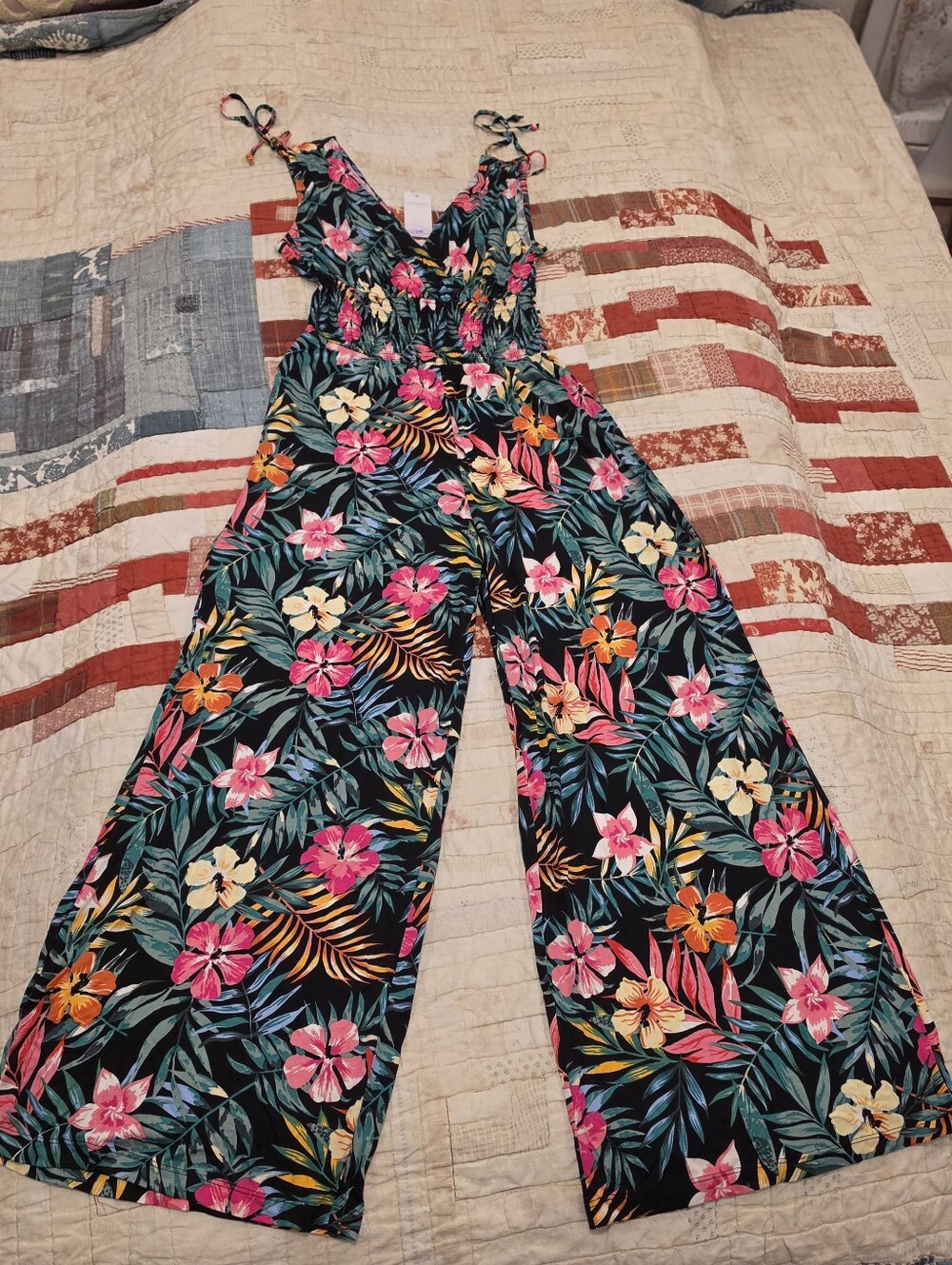 Victoria Secret Tropical Floral Wide-Leg Jumpsuit - tropical colors